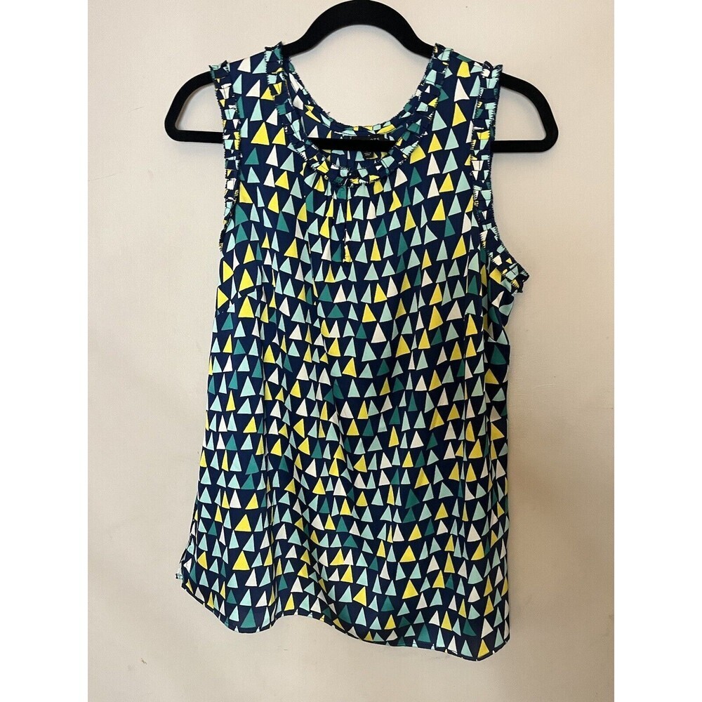 Talbots Woman sz 1X Sleeveless Keyhole Geometric Triangle Print Shell Blouse NWT